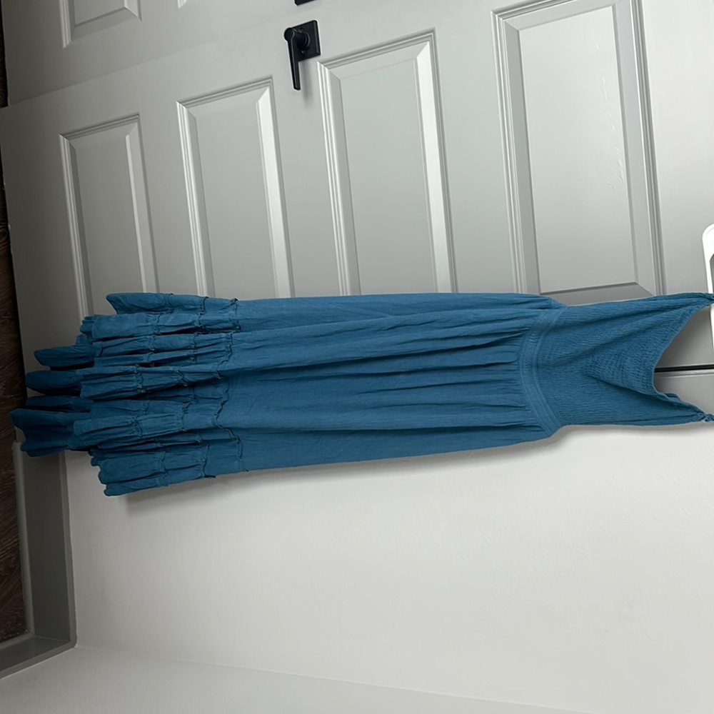 Strapless Maxi Blue Dress